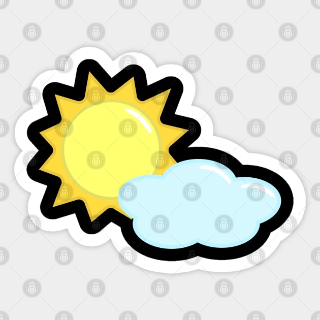 Cute Sun and Cloud Weather Icon in Black Sticker by Kelly Gigi